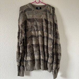 VTG TSR USA Grandpa Fisherman Patch Boho Casual Knit Sweater Men’s Large Beige